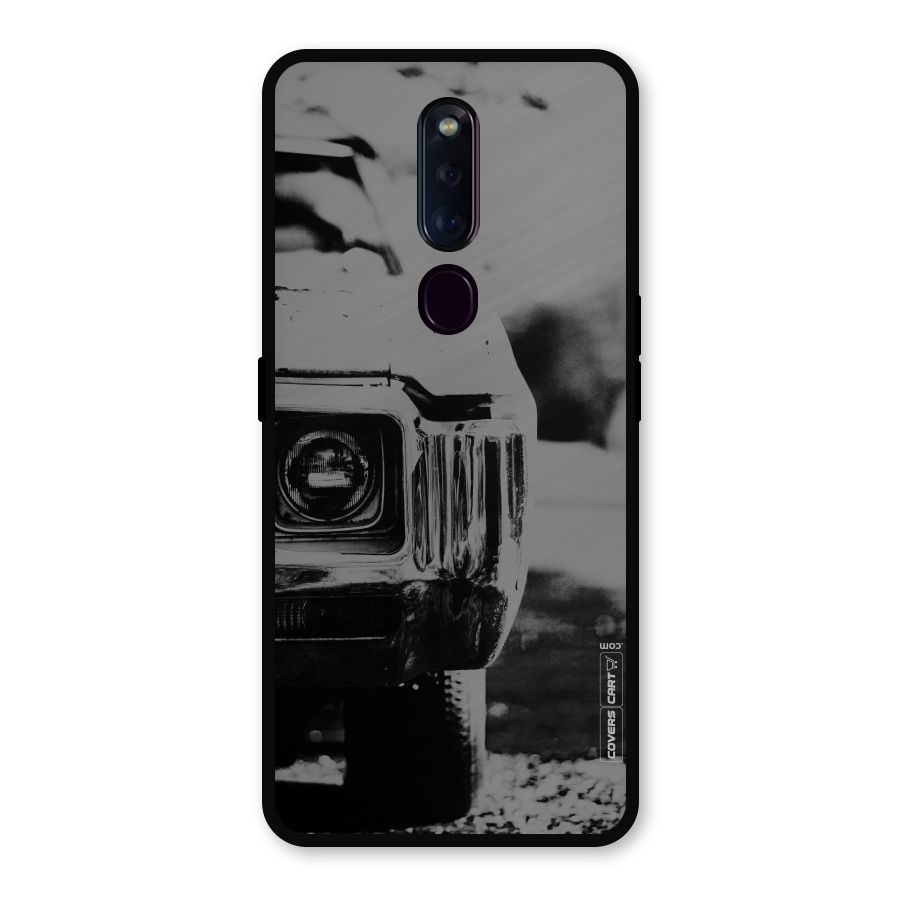 Vintage Car Black and White Metal Back Case for Oppo F11 Pro