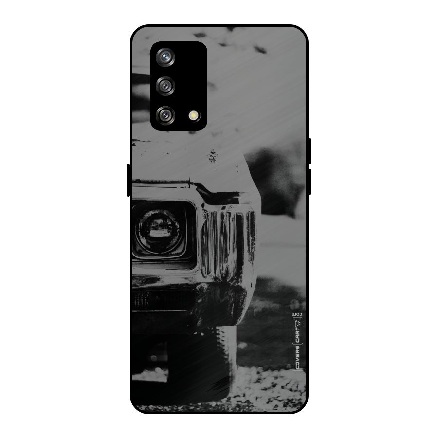 Vintage Car Black and White Metal Back Case for Oppo F19