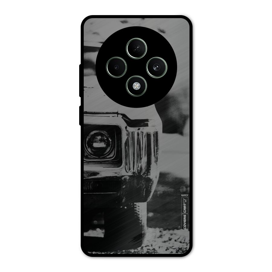Vintage Car Black and White Metal Back Case for Oppo F27
