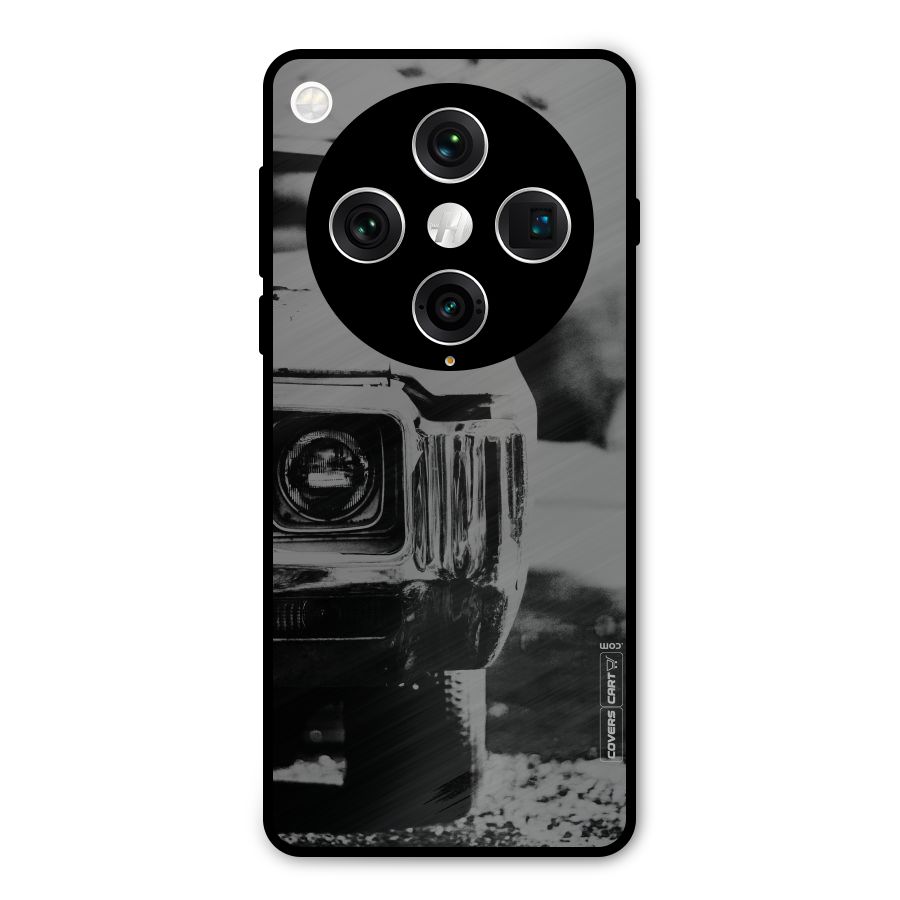 Vintage Car Black and White Metal Back Case for Oppo Find X8 Pro