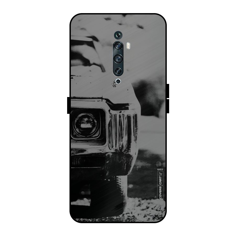 Vintage Car Black and White Metal Back Case for Oppo Reno2 F