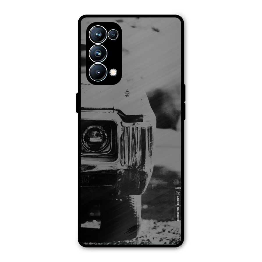 Vintage Car Black and White Metal Back Case for Oppo Reno5 Pro 5G