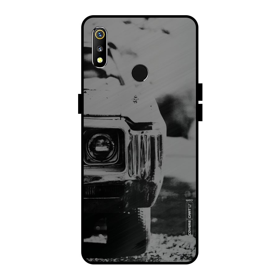 Vintage Car Black and White Metal Back Case for Realme 3i