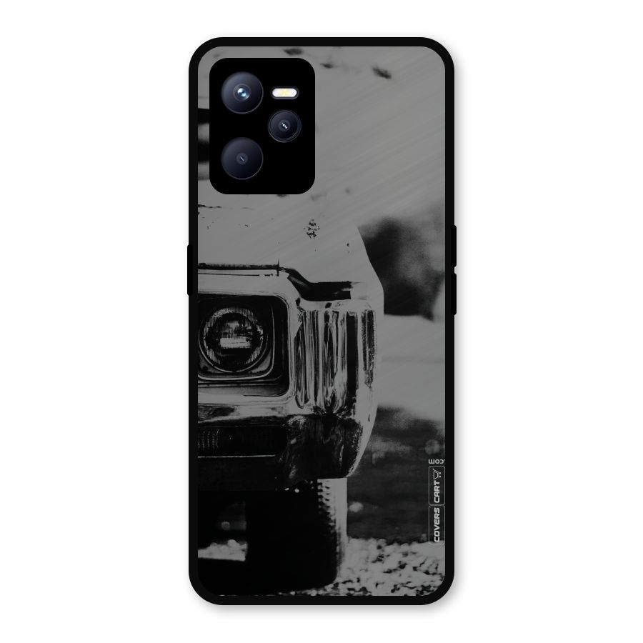 Vintage Car Black and White Metal Back Case for Realme C35