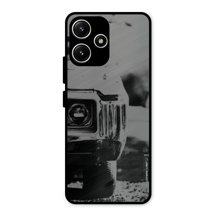 Vintage Car Black and White Metal Back Case for Redmi 12 5G