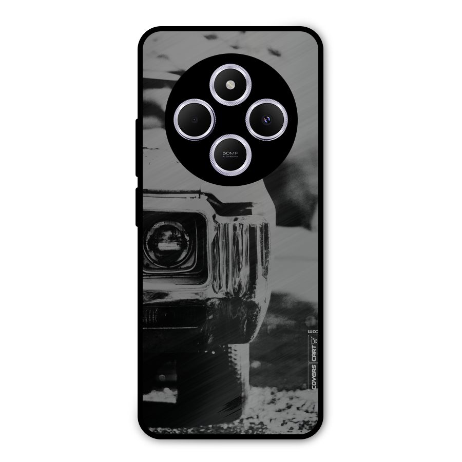 Vintage Car Black and White Metal Back Case for Redmi 14C