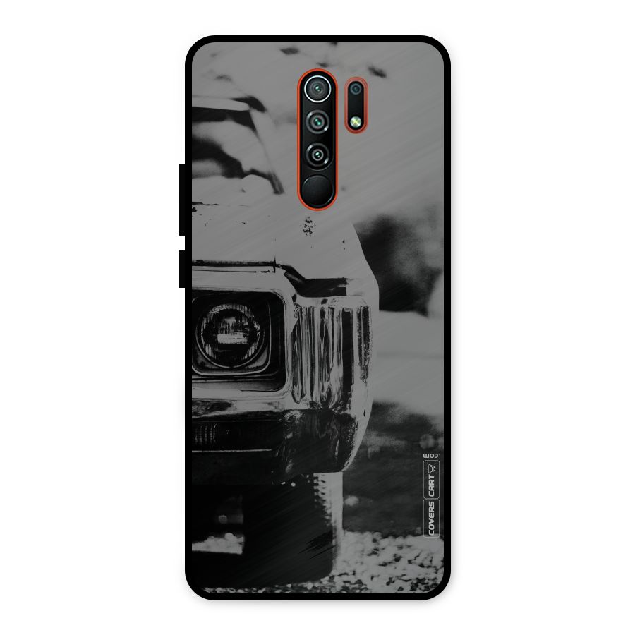 Vintage Car Black and White Metal Back Case for Redmi 9 Prime