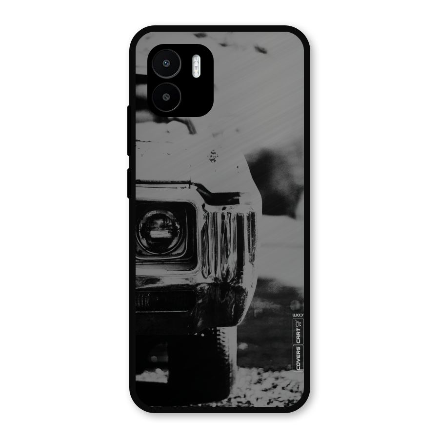 Vintage Car Black and White Metal Back Case for Redmi A2