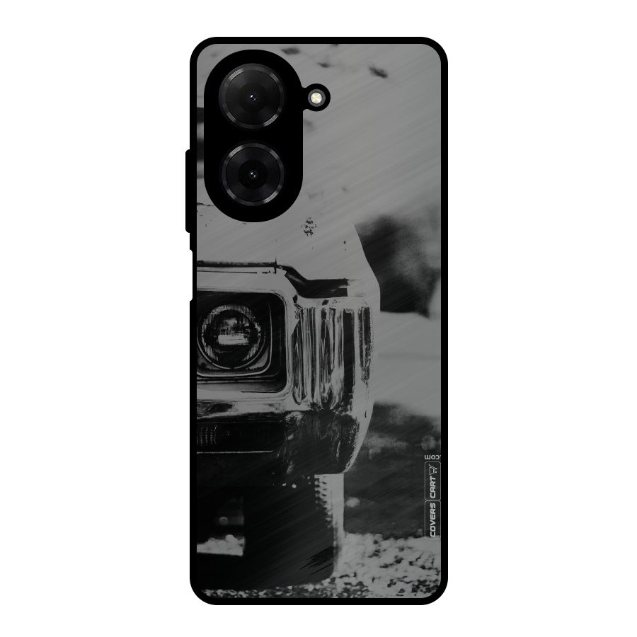 Vintage Car Black and White Metal Back Case for Redmi A5 4G