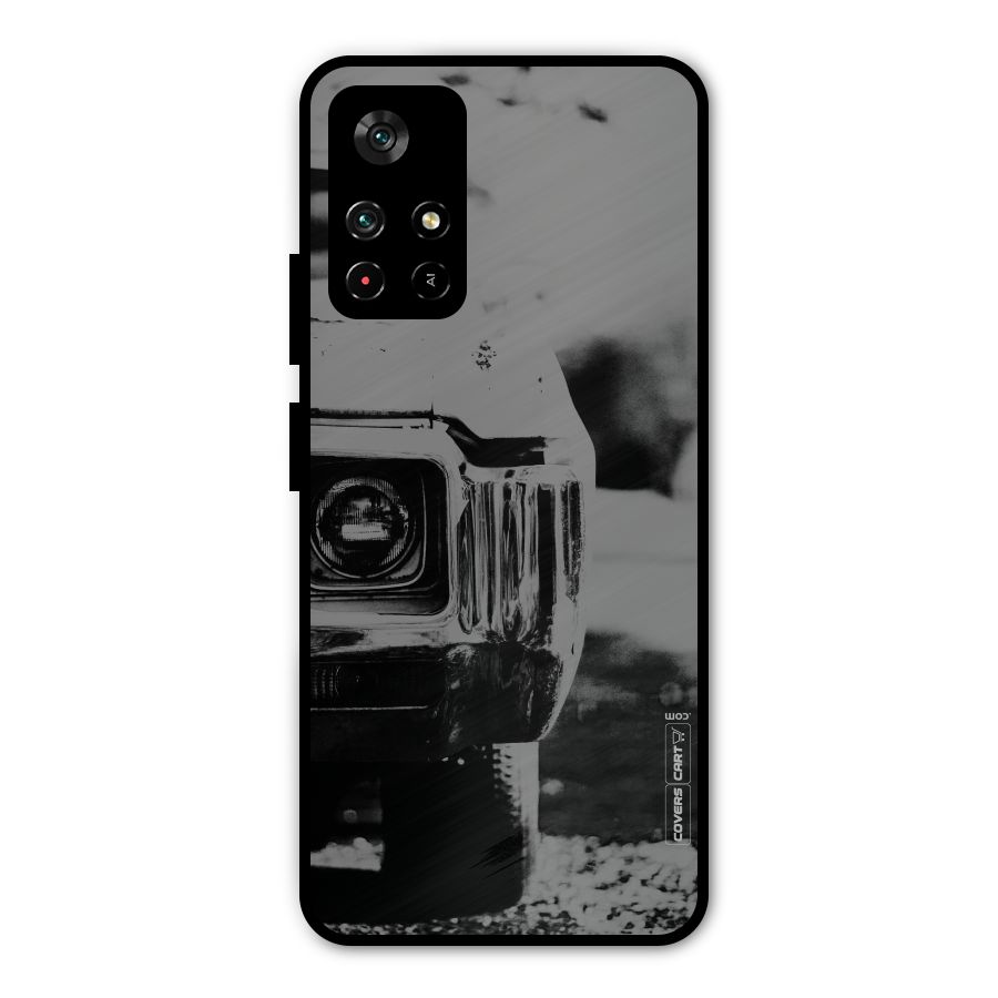 Vintage Car Black and White Metal Back Case for Redmi Note 11T 5G