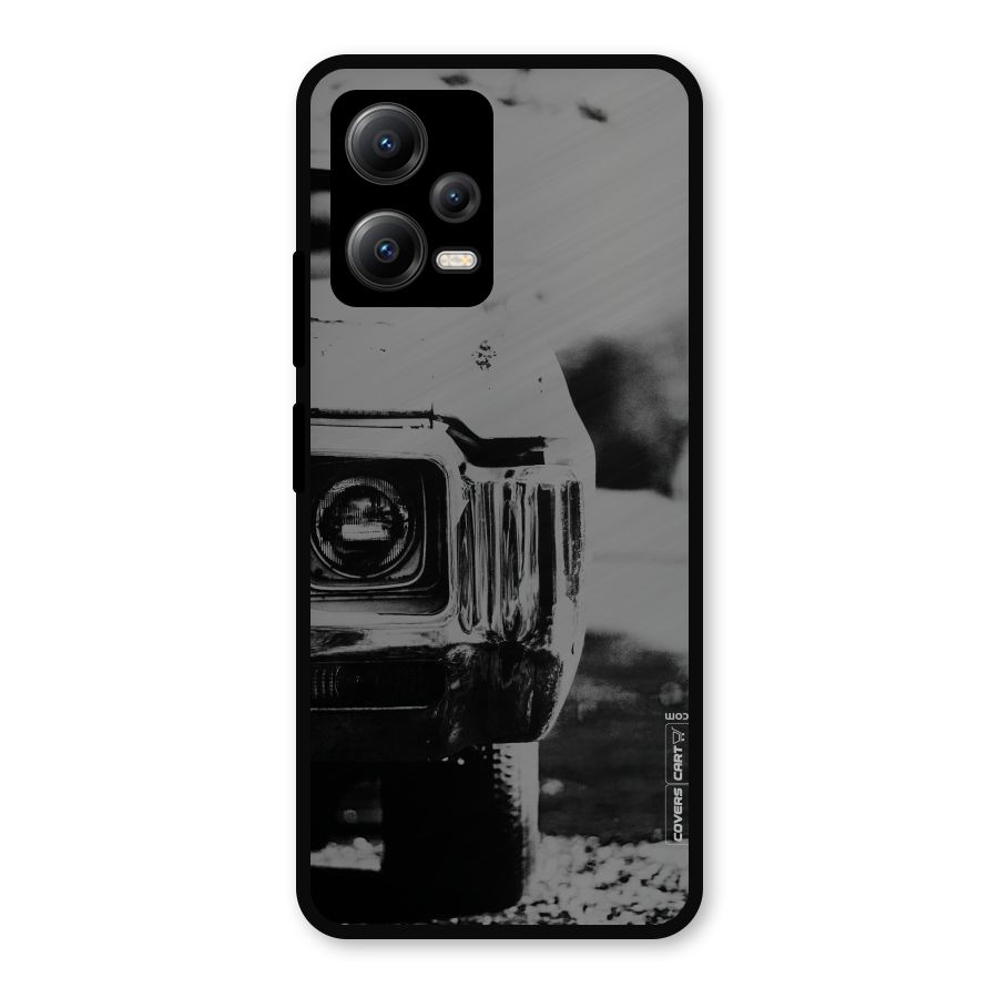 Vintage Car Black and White Metal Back Case for Redmi Note 12 5G