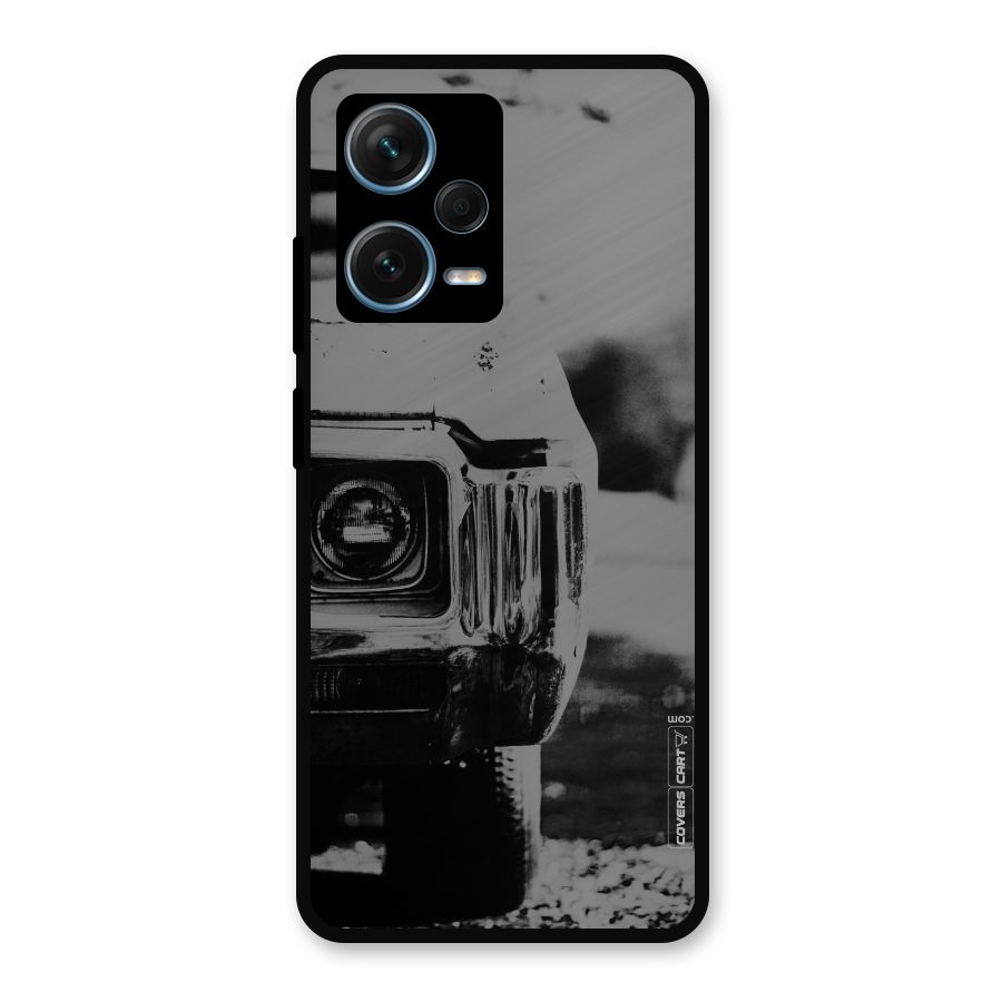 Vintage Car Black and White Metal Back Case for Redmi Note 12 Pro Plus 5G