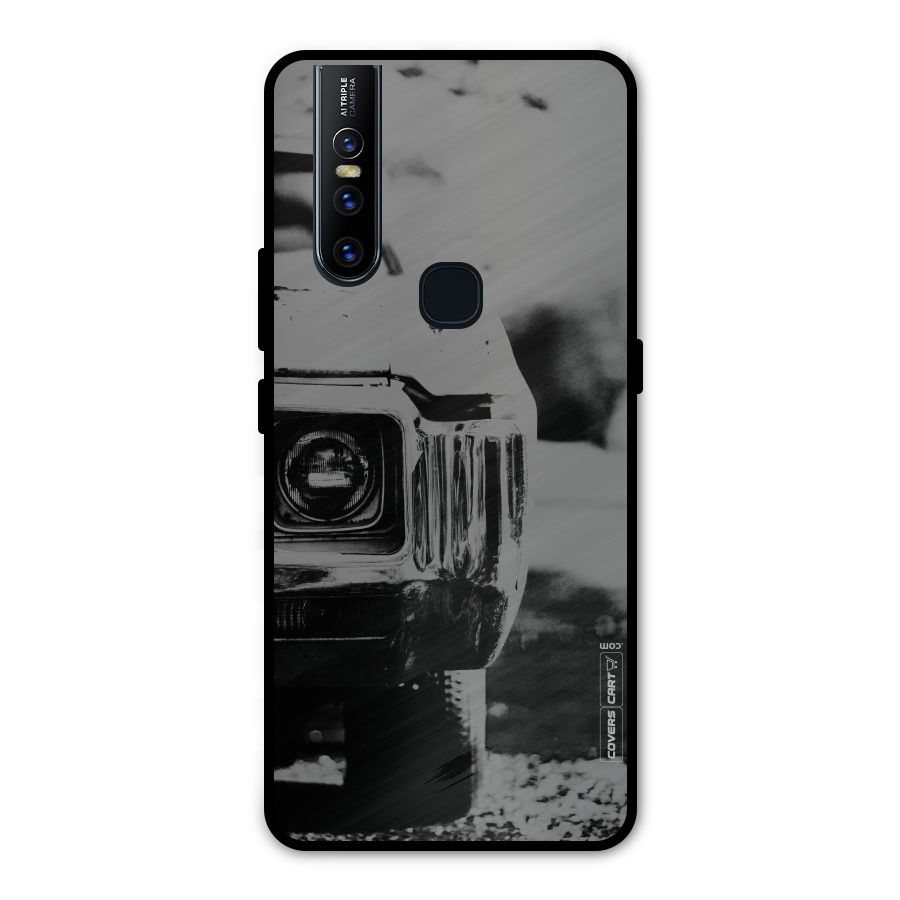 Vintage Car Black and White Metal Back Case for Vivo V15