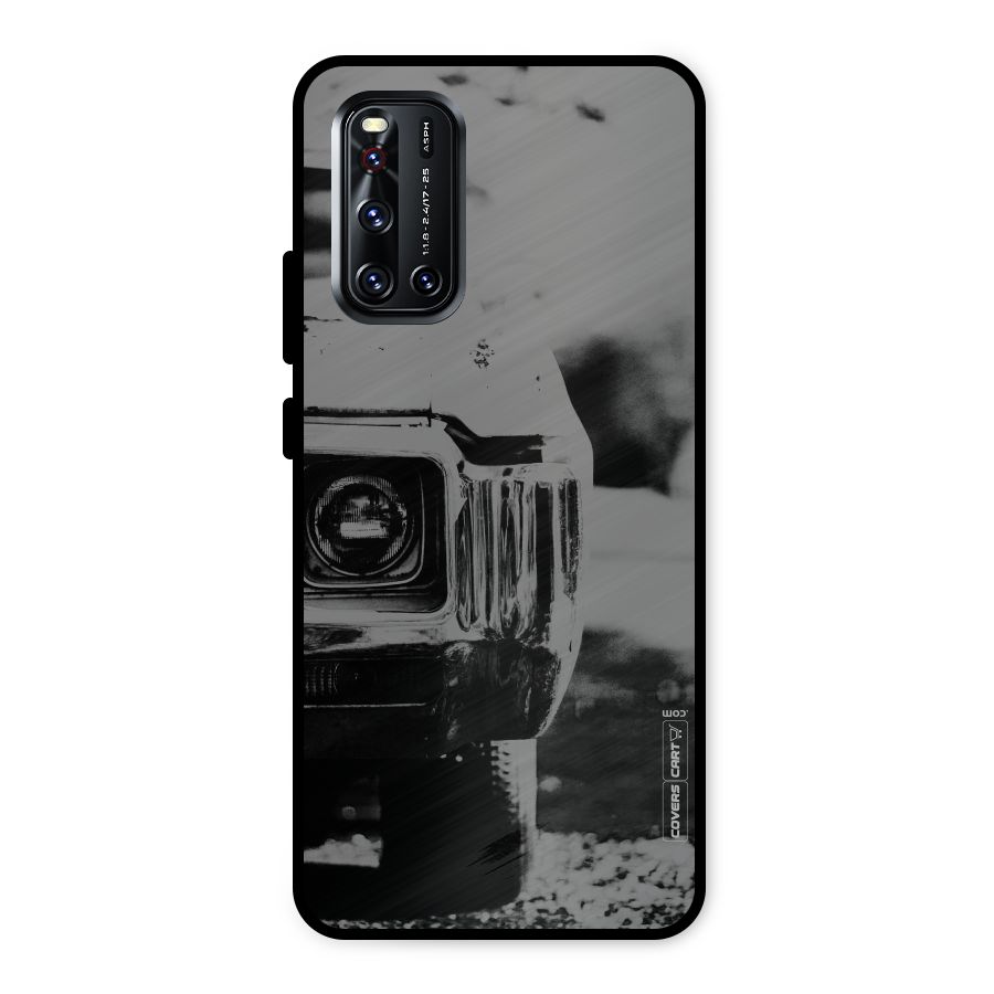 Vintage Car Black and White Metal Back Case for Vivo V19