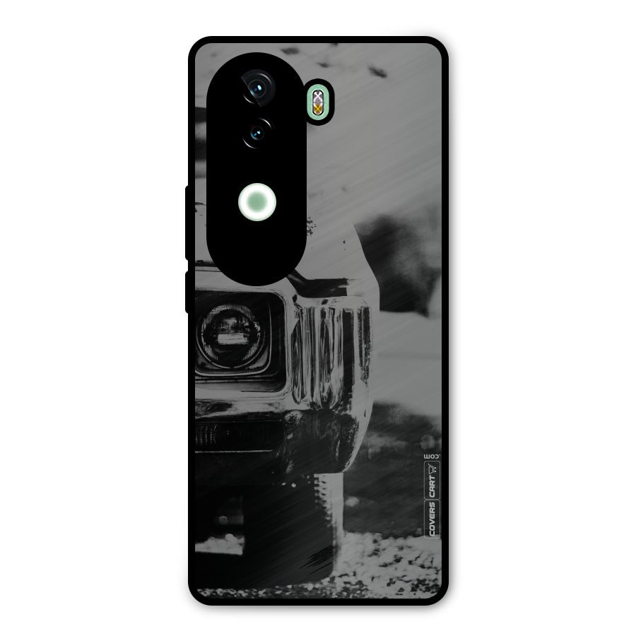 Vintage Car Black and White Metal Back Case for Vivo V40e