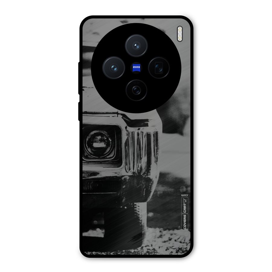 Vintage Car Black and White Metal Back Case for Vivo X200