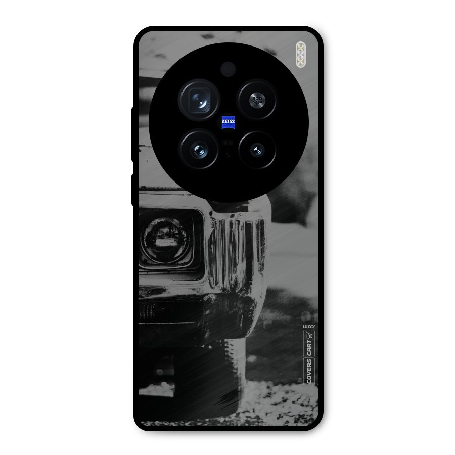 Vintage Car Black and White Metal Back Case for Vivo X200 Pro