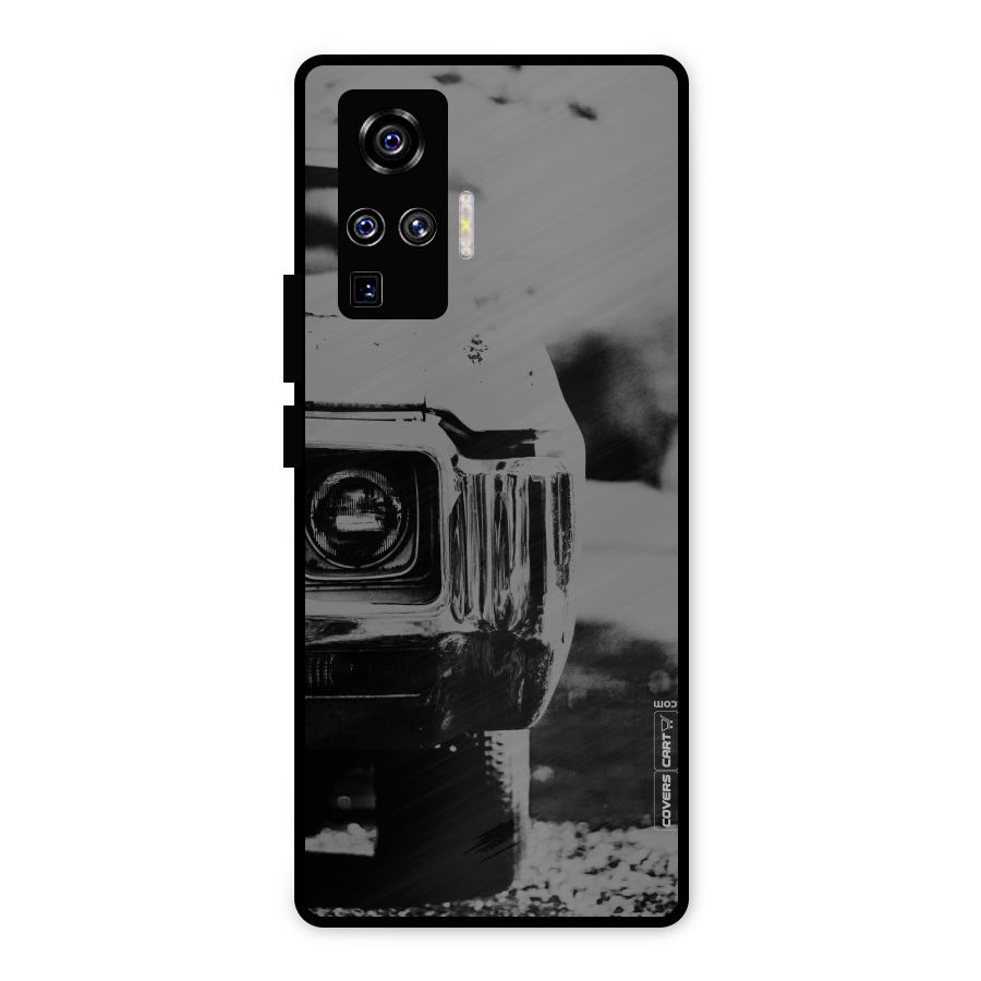 Vintage Car Black and White Metal Back Case for Vivo X50 Pro