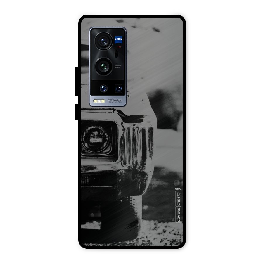 Vintage Car Black and White Metal Back Case for Vivo X60 Pro Plus