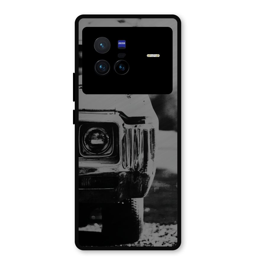 Vintage Car Black and White Metal Back Case for Vivo X80