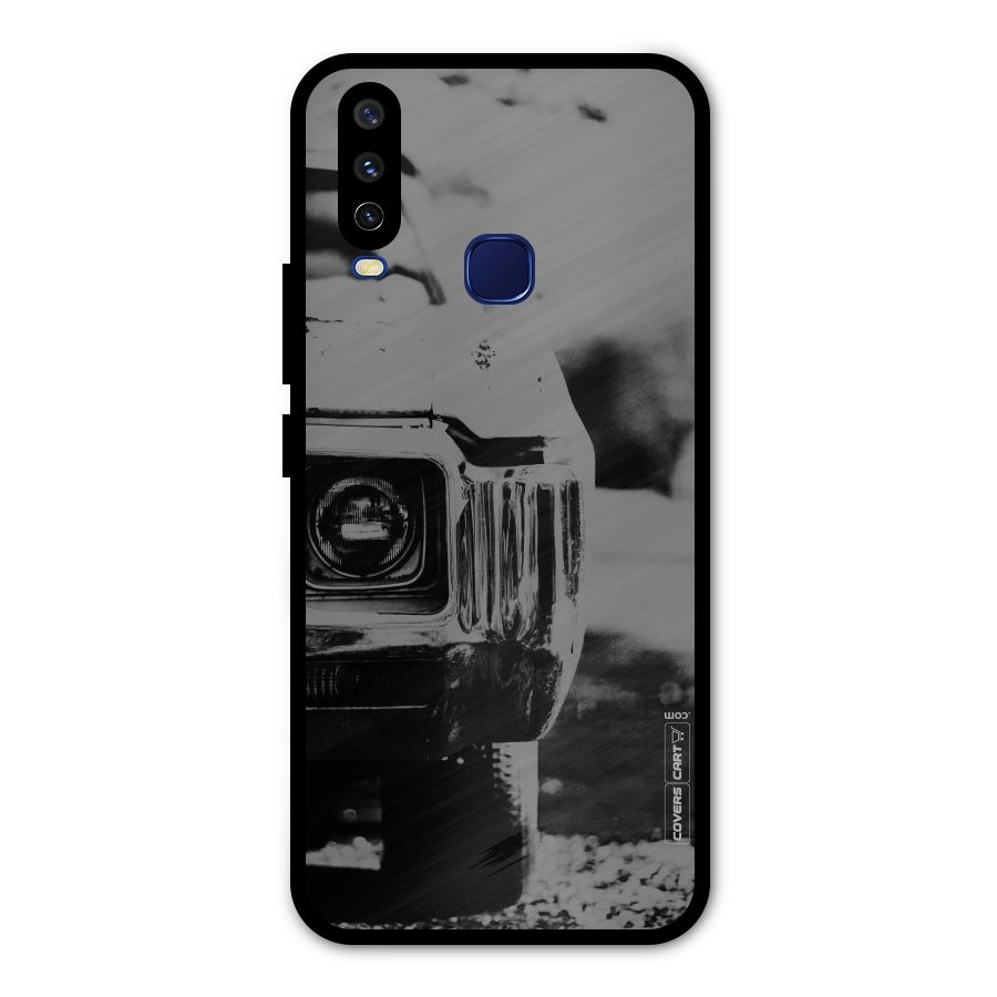 Vintage Car Black and White Metal Back Case for Vivo Y15