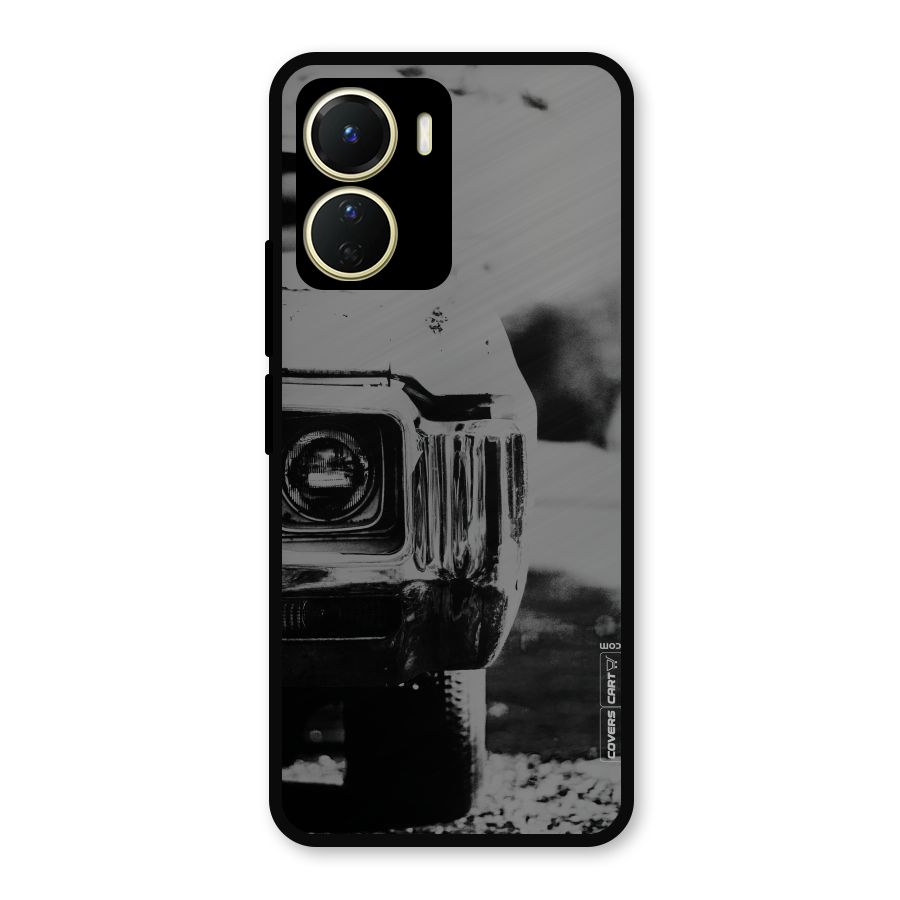 Vintage Car Black and White Metal Back Case for Vivo Y16