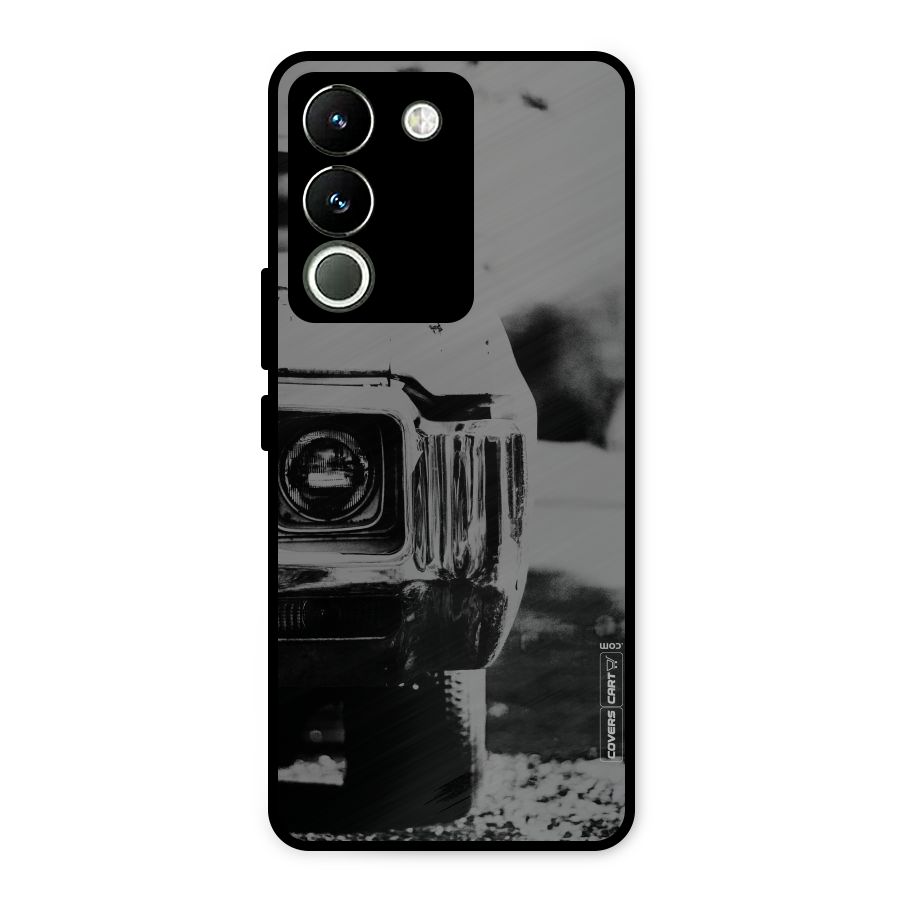 Vintage Car Black and White Metal Back Case for Vivo Y200