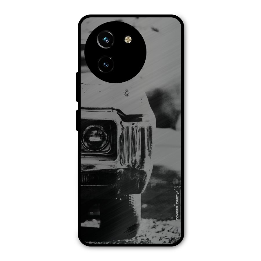 Vintage Car Black and White Metal Back Case for Vivo Y200i