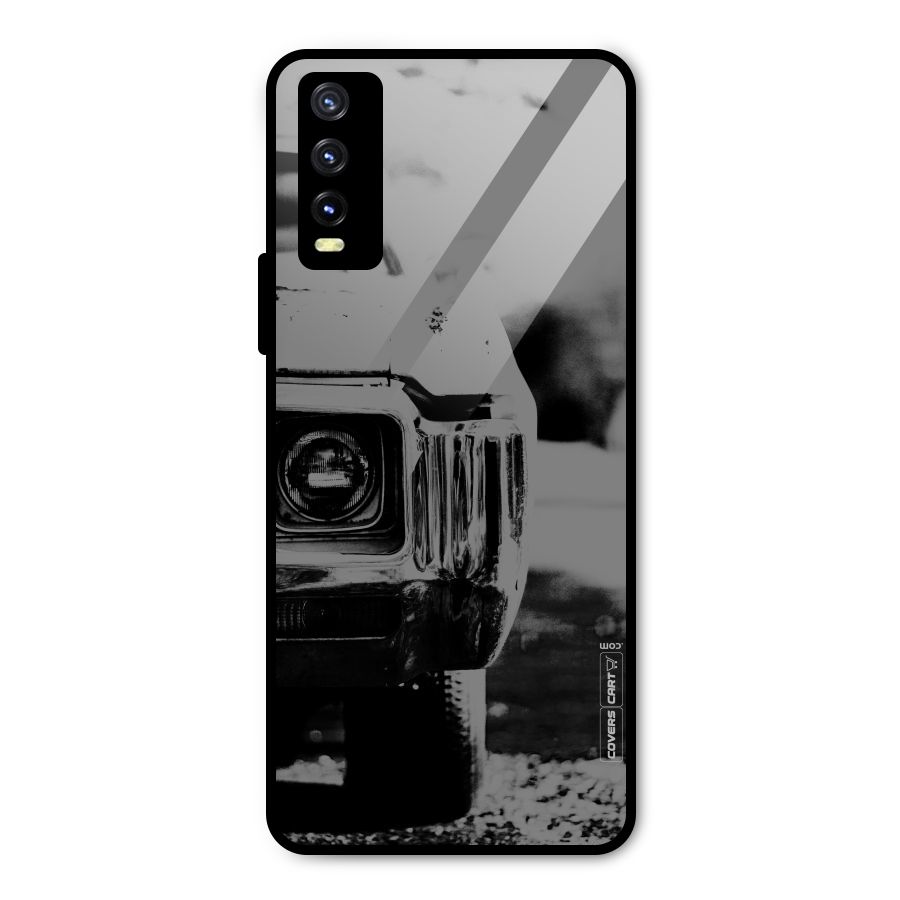 Vintage Car Black and White Metal Back Case for Vivo Y20t