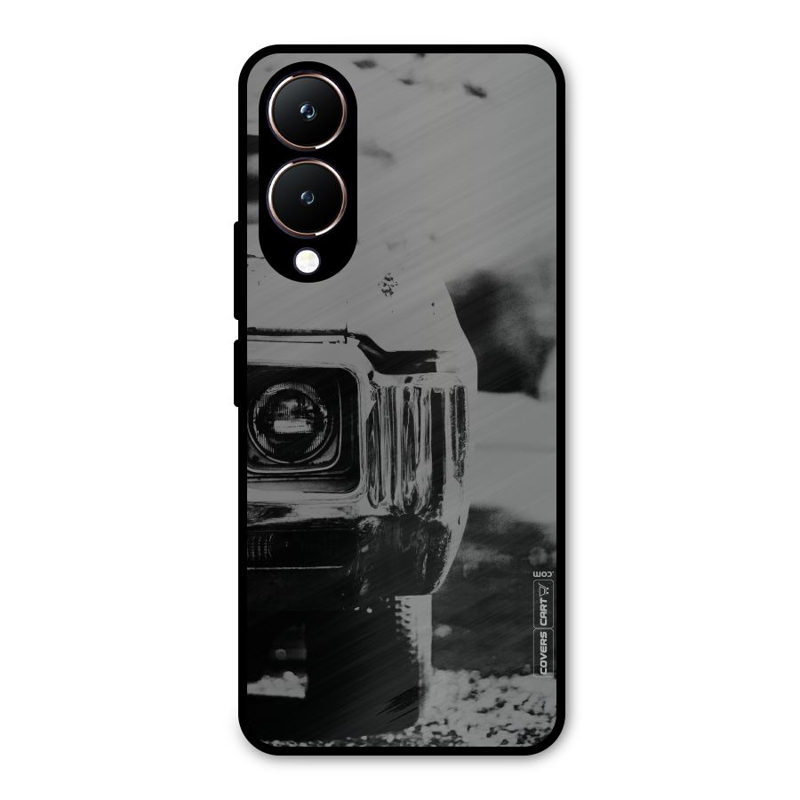 Vintage Car Black and White Metal Back Case for Vivo Y28