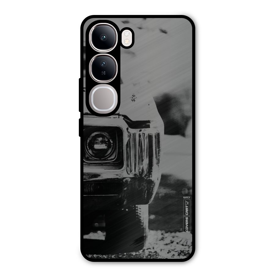 Vintage Car Black and White Metal Back Case for Vivo Y300