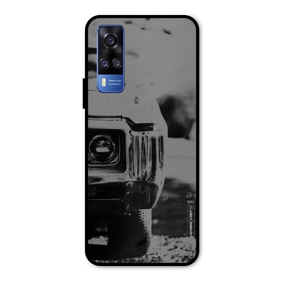 Vintage Car Black and White Metal Back Case for Vivo Y31