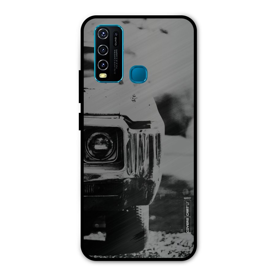 Vintage Car Black and White Metal Back Case for Vivo Y50