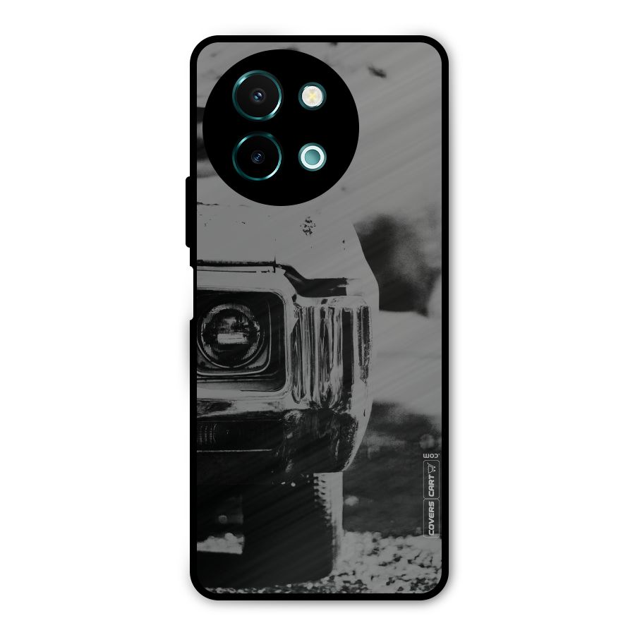 Vintage Car Black and White Metal Back Case for Vivo Y58