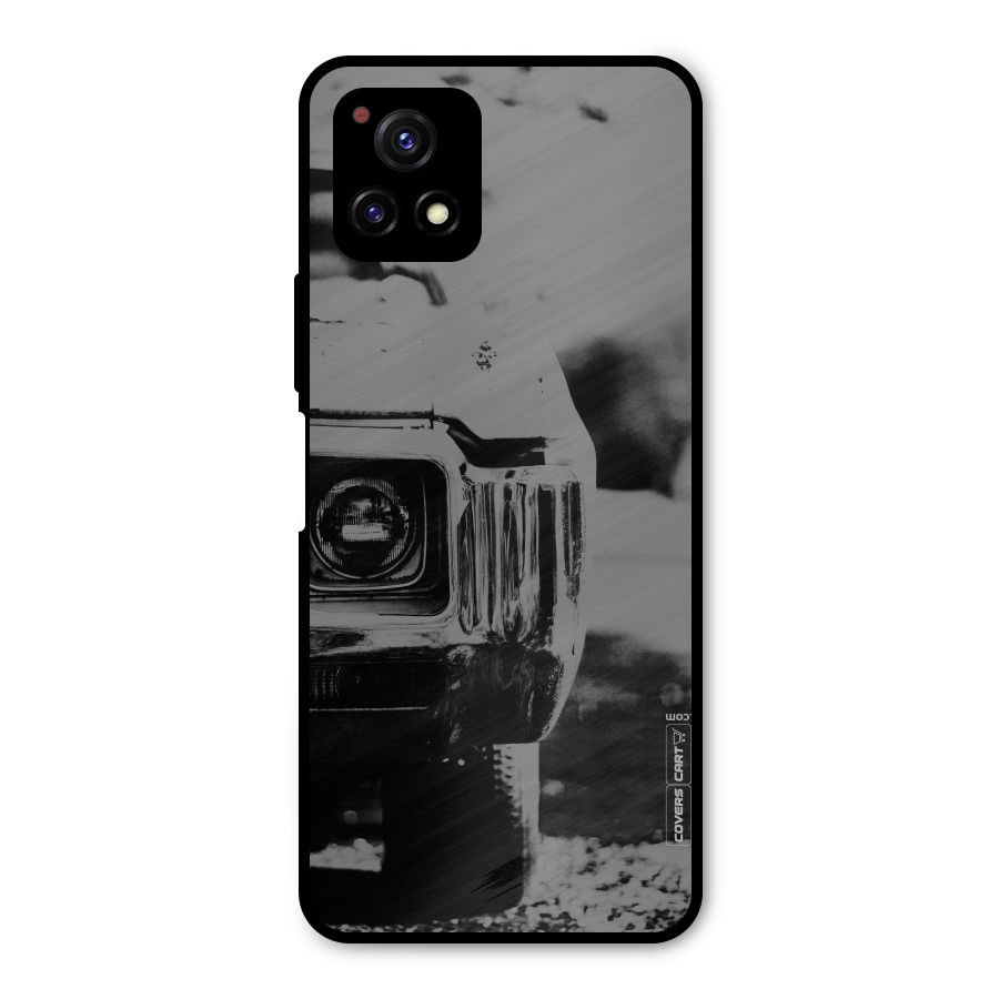 Vintage Car Black and White Metal Back Case for Vivo Y72 5G