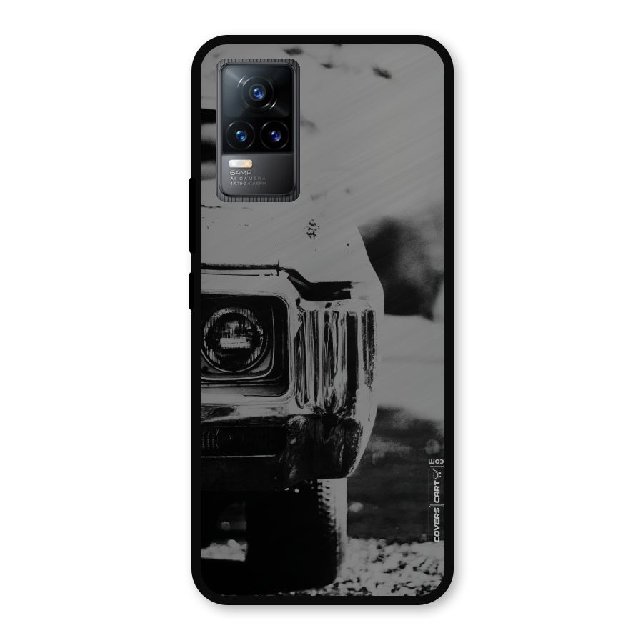 Vintage Car Black and White Metal Back Case for Vivo Y73