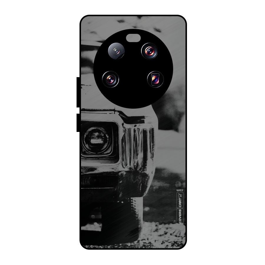 Vintage Car Black and White Metal Back Case for Xiaomi 13 Ultra