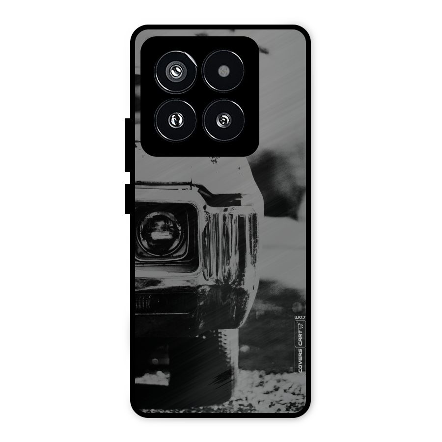 Vintage Car Black and White Metal Back Case for Xiaomi 14 Pro