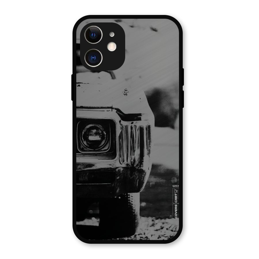 Vintage Car Black and White Metal Back Case for iPhone 12