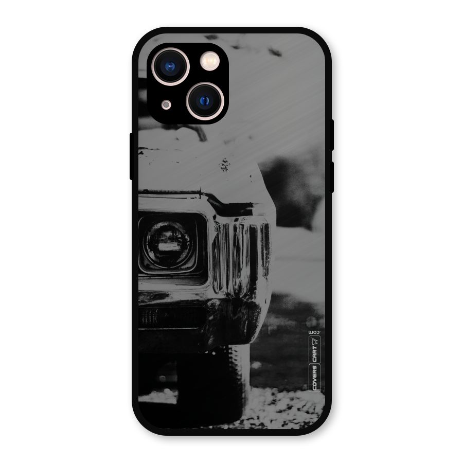 Vintage Car Black and White Metal Back Case for iPhone 13