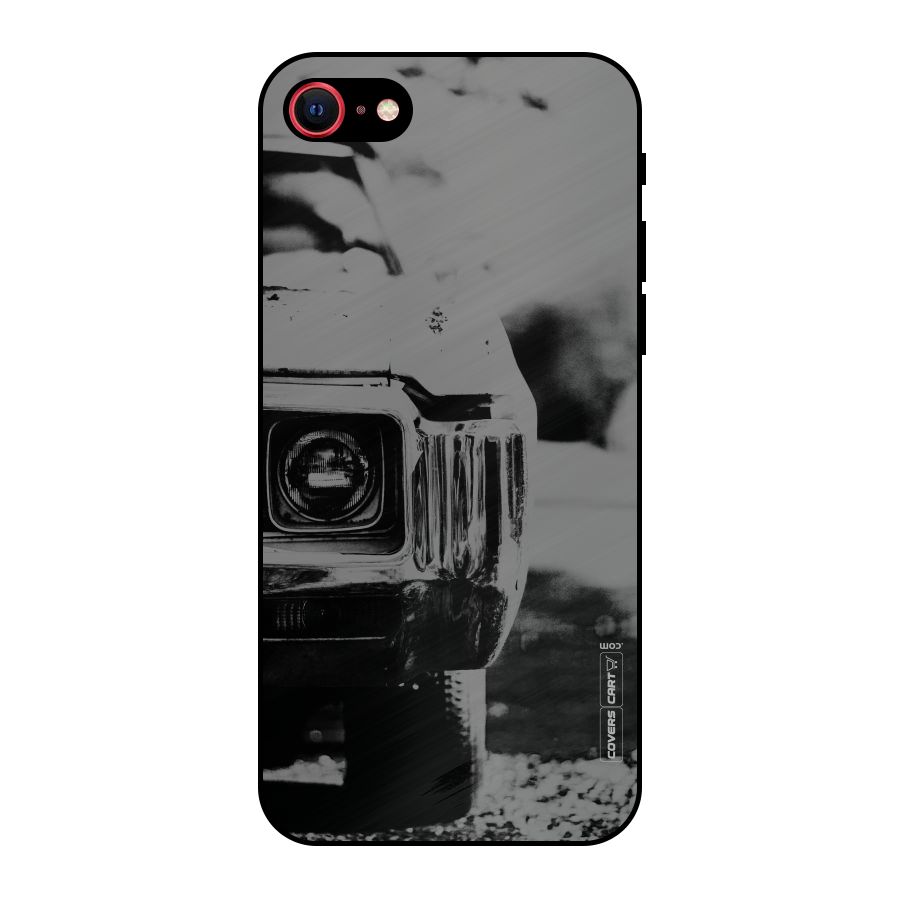 Vintage Car Black and White Metal Back Case for iPhone 7