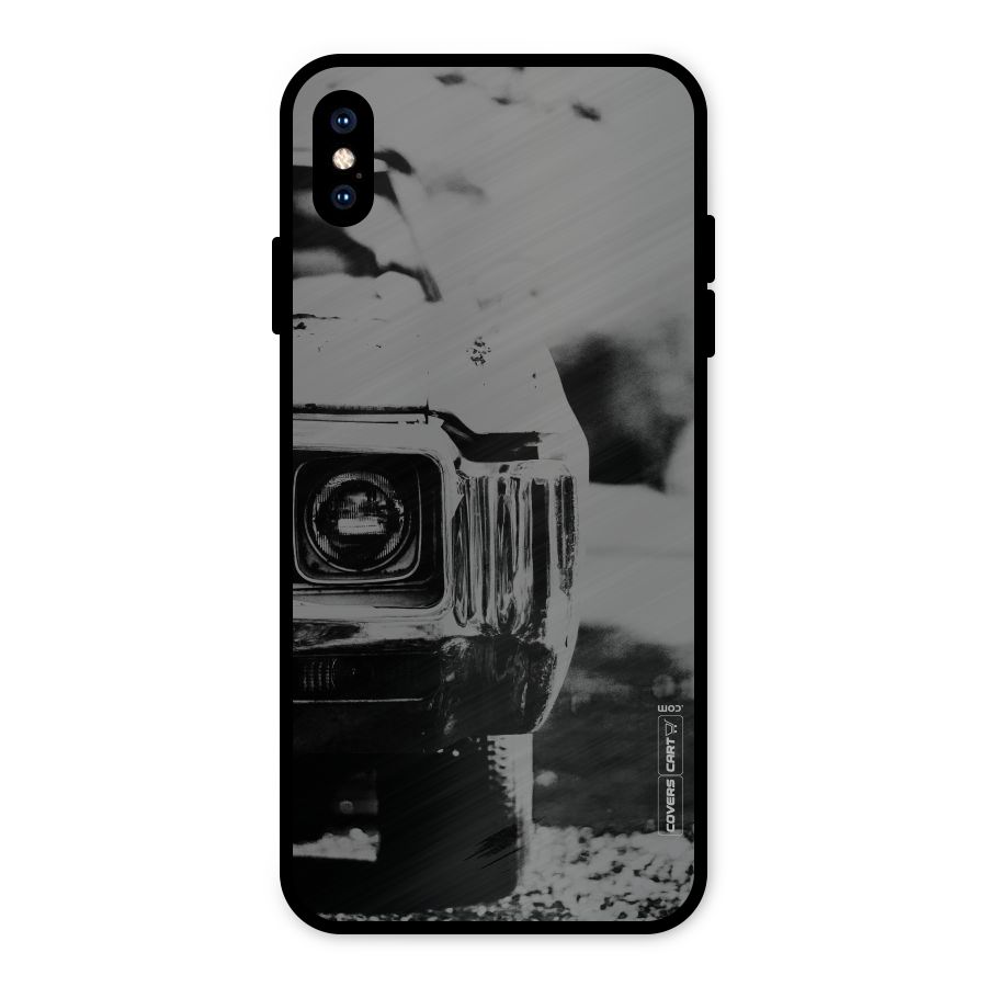 Vintage Car Black and White Metal Back Case for iPhone XS Max