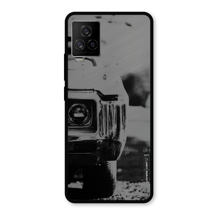 Vintage Car Black and White Metal Back Case for iQOO 7 Legend 5G