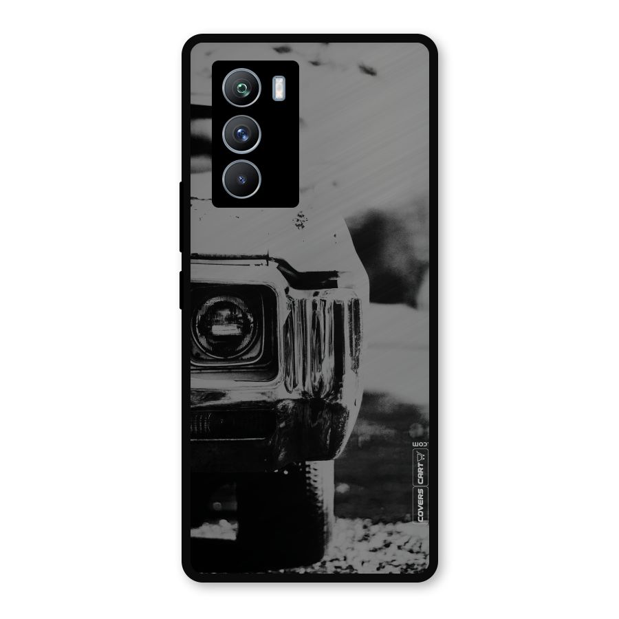 Vintage Car Black and White Metal Back Case for iQOO 9 SE