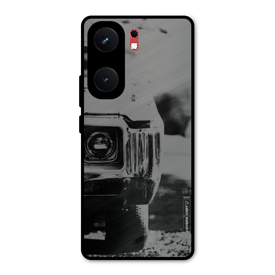 Vintage Car Black and White Metal Back Case for iQOO Neo 9 Pro