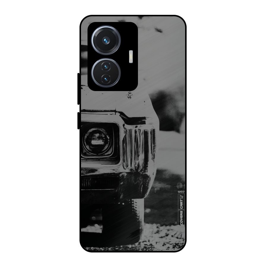 Vintage Car Black and White Metal Back Case for iQOO Z6 44W