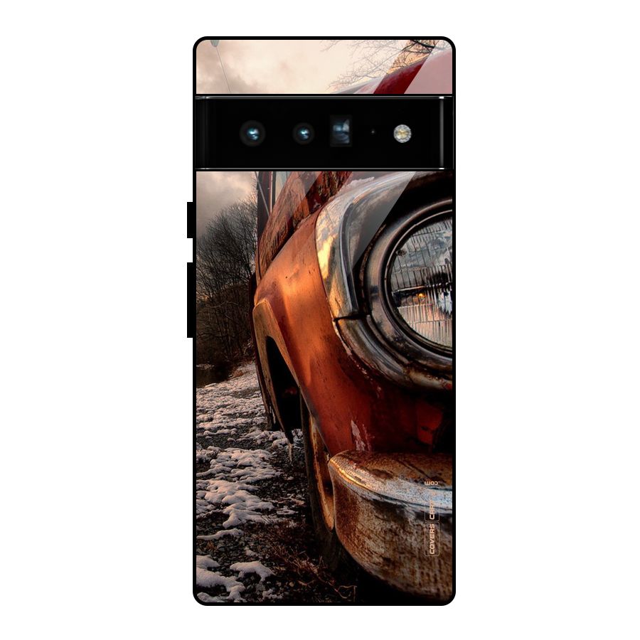 Vintage Car Headlight Glass Back Case for Google Pixel 6 Pro
