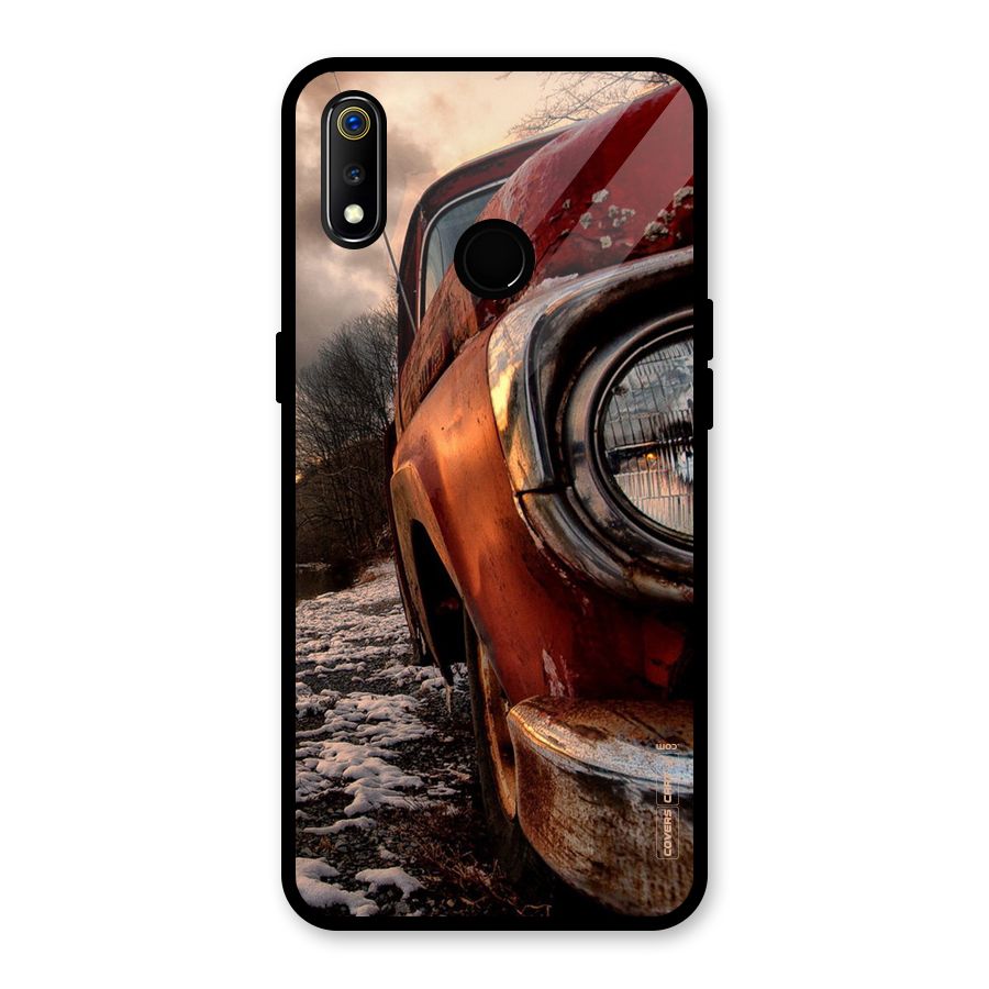 Vintage Car Headlight Glass Back Case for Realme 3