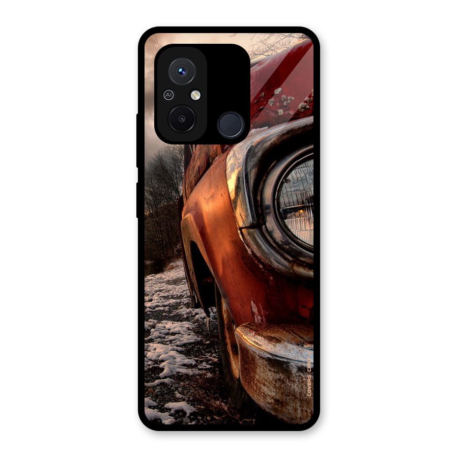 Vintage Car Headlight Glass Back Case for Redmi 12C