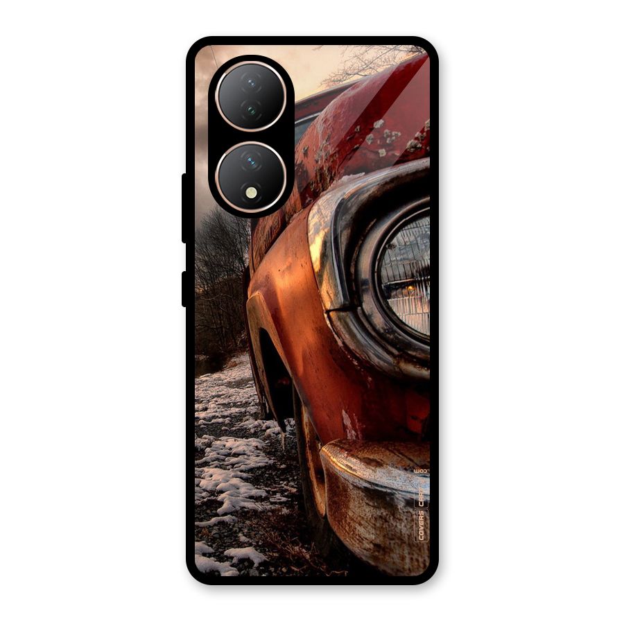 Vintage Car Headlight Glass Back Case for Vivo T2